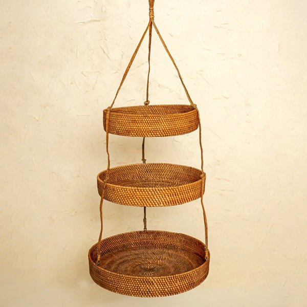 Rattan hanging kitchen basket four colours counter organisation