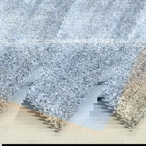 Livabliss Moda Shag-Solid Color Blue Plush Soft Pile Rug