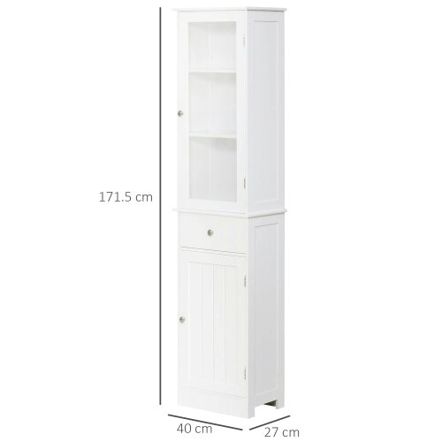 Wyld Haus Ramila Tall Bathroom Storage Cabinet With Shelves Drawer And Door In White