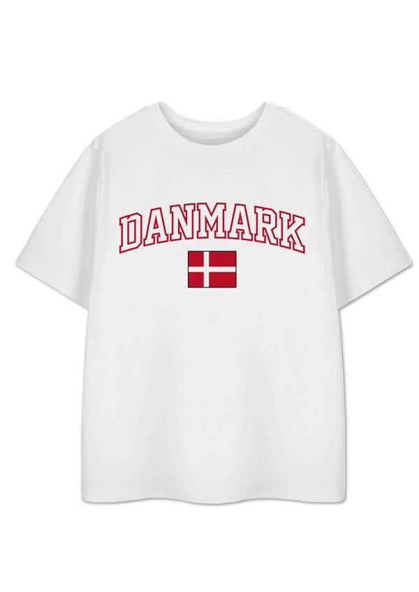 Show Me The Merch Unisex Kids White Denmark Short Sleeved T-Shirt