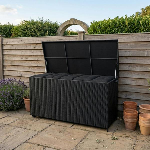 Jardi Rattan Cushion Storage Box 700L - Black