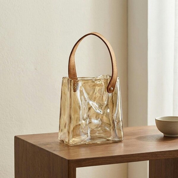 Garden Greatness Sculptural Glass Bag Design Vase