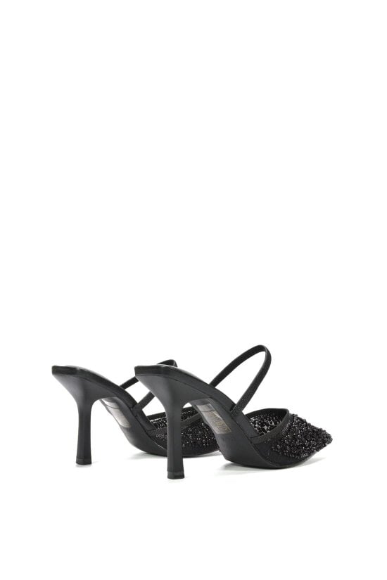 XY LONDON Slingback Stiletto High Heel Rhinestone Embellished Court Shoes