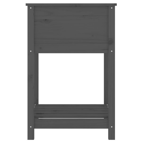 Berkfield Planter with Shelf Grey 54x54x81 cm Solid Wood Pine