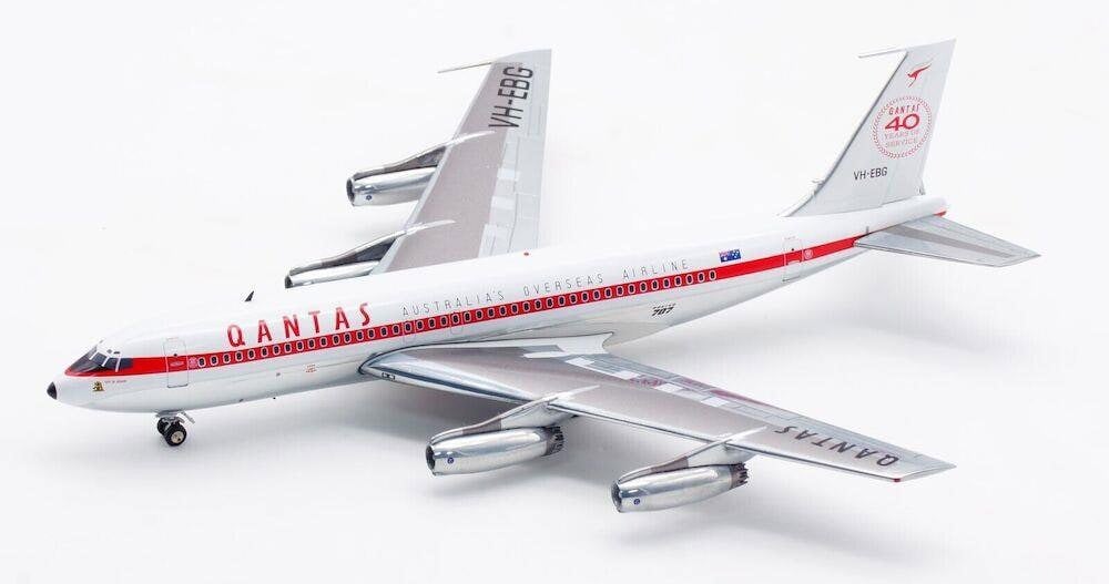 InFlight200 Qantas Boeing 707-100 VH-EBG Polished With Stand 1:200 Scale Inflight200 IF701QF0221P