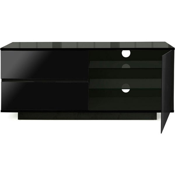 Centurion Supports Gallus ULTRA Remote Friendly BeamThru Gloss Black with 2-Black Drawers 32"-55" Flat Screen TV Cabinet