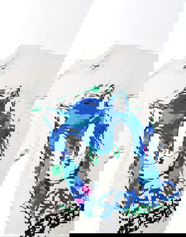 Sonic the Hedgehog Unisex Kids Grey Graffiti Long Sleeved T-Shirt