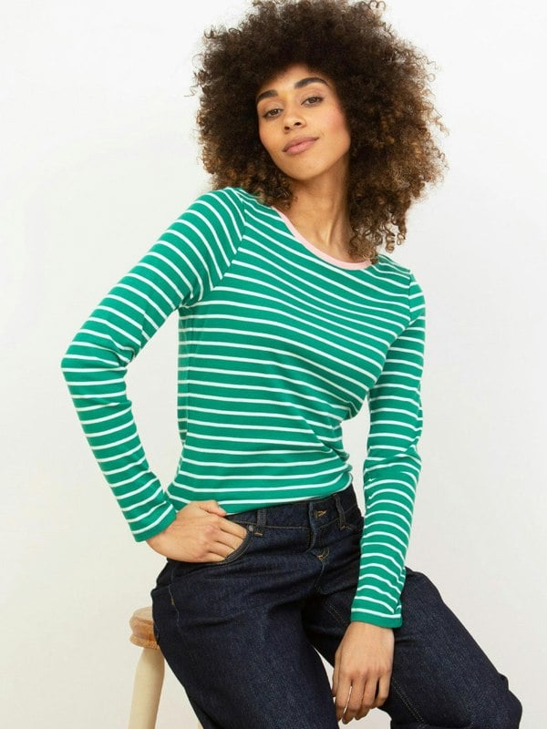 Kite Organic Portesham Jersey Top Emerald Stripe