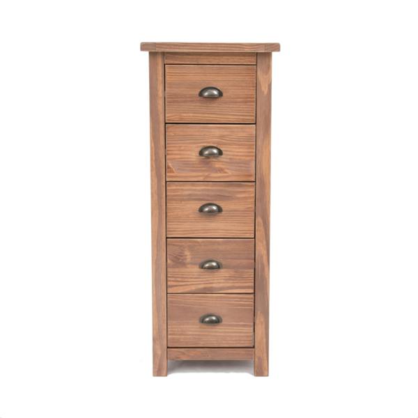 Padua 5 Drawer Narrow Chest of Drawers Brass Cup Handle