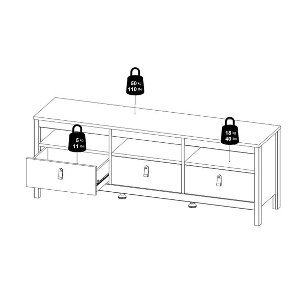 Wyld Haus Wildberry TV Unit 3 Drawers in Cashmere
