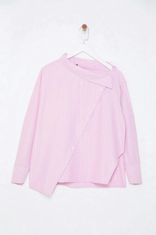 WOVCOR Striped Woven Shirt with Collar Detail