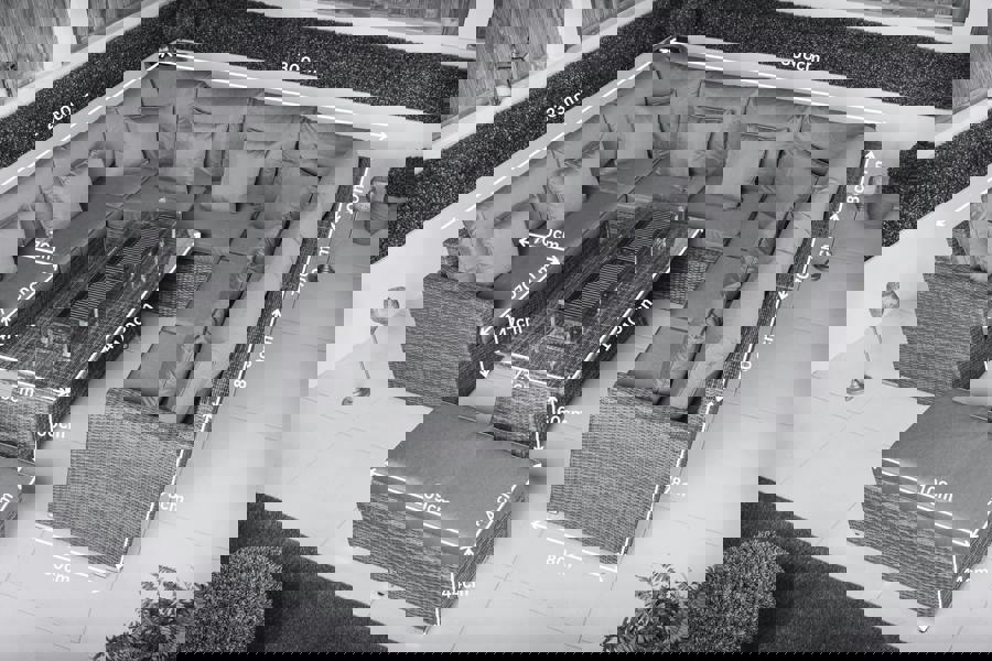 Giardino Havana 8 Seat Modular Sofa Rattan Garden Furniture Set Outdoor Fire Pit Coffee Table & Bench