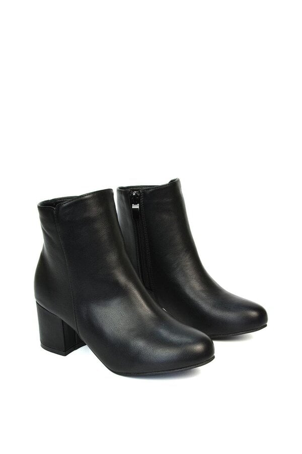 XY LONDON Mid Block Heel Zip Up Ankle Boots