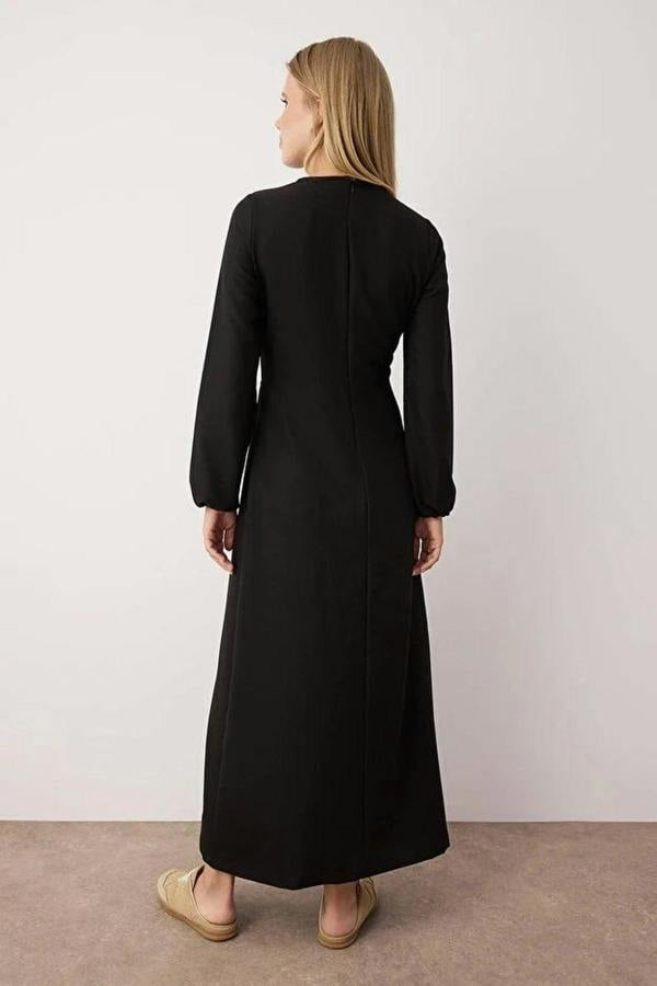 WOVCOR Tie Waist Long Sleeve Maxi Dress