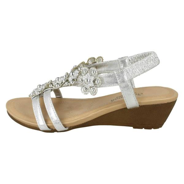 Savannah Ladies Savannah Mid Wedge Slingback Sandals
