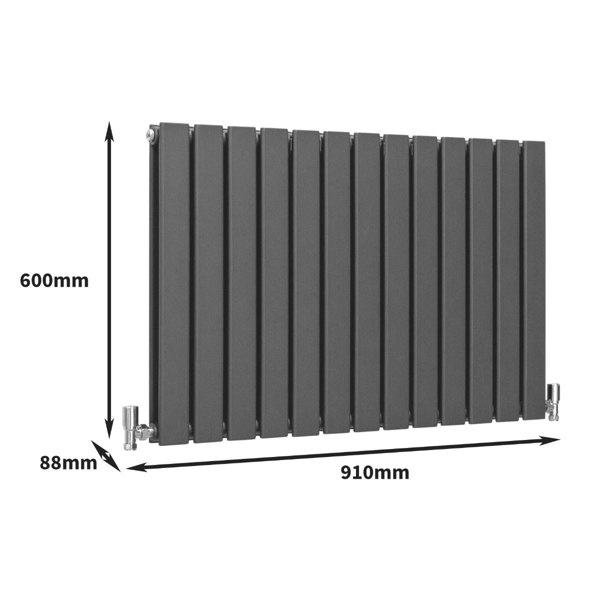 Designer Flat Panel Radiator - Anthracite Grey (600mm x 910mm)