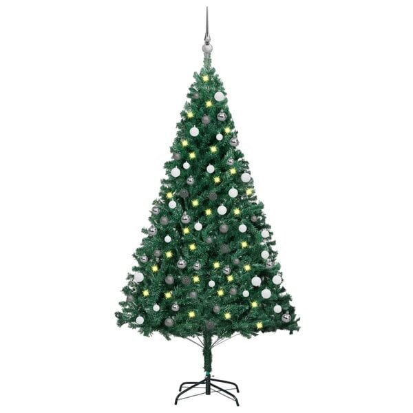Berkfield Artificial Christmas Tree with LEDs&Ball Set Green 150 cm PVC