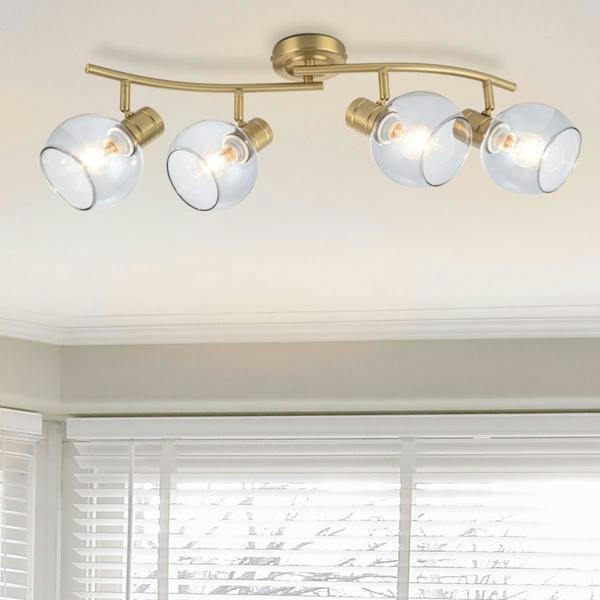 COSYLYTE Hilston 4 Light Wavy Bar Smoky Glass Spotlight - Gold