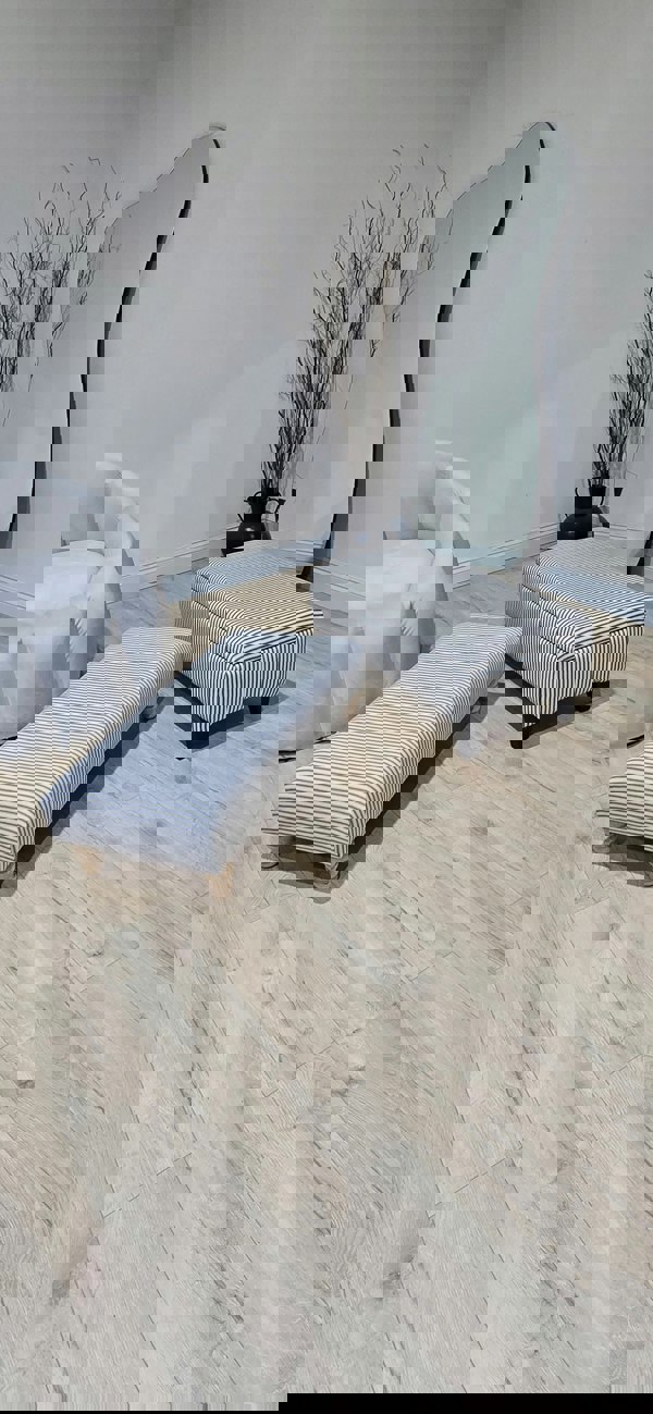 ISTOOLS Blue Stripe footstool non storage