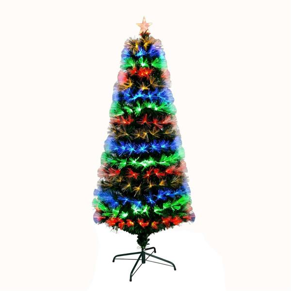 3ft Multicolour Fibre Optic Pre-Lit Christmas Tree with 8 Light Modes and PVC Tips image 1