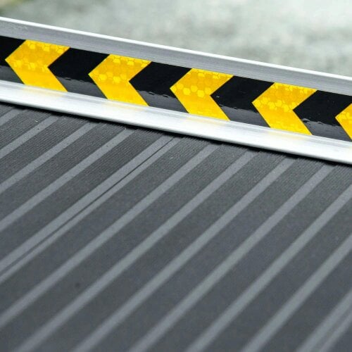 Bobobiy Wheelchair Ramp, 152L x 73Wcm, 272KG Capacity, Folding Aluminium Threshold Ramp with Non-Skid Surface, Transition Plates Above and Below