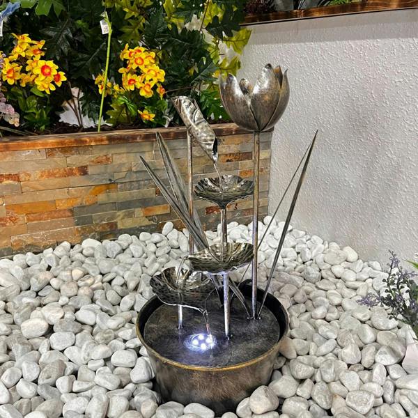 Tranquillity Water Features Small Flower Modern Metal Water Feature