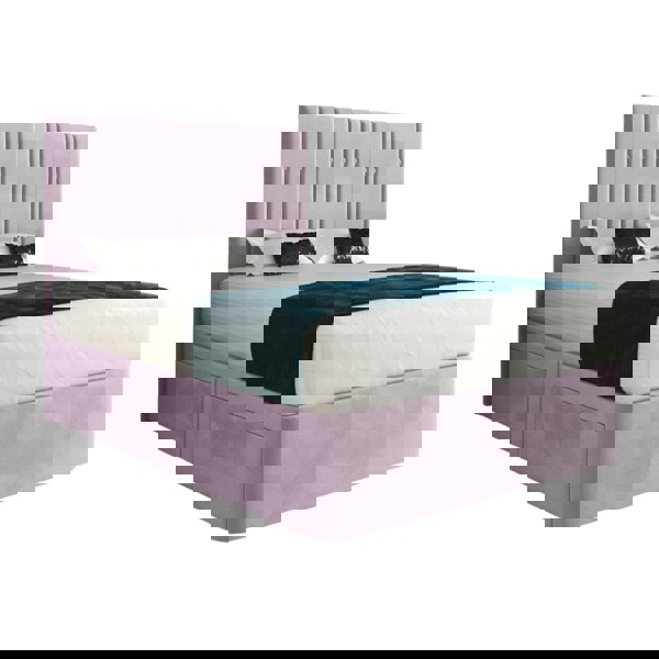 Casa Magna Marcelo Upholstered Soft Velvet Bed Frame - Pink