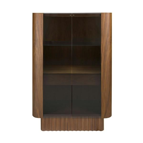Angel Cerdá Tall Sideboard in Tempered Glass, Walnut With Interior Lighting 3273