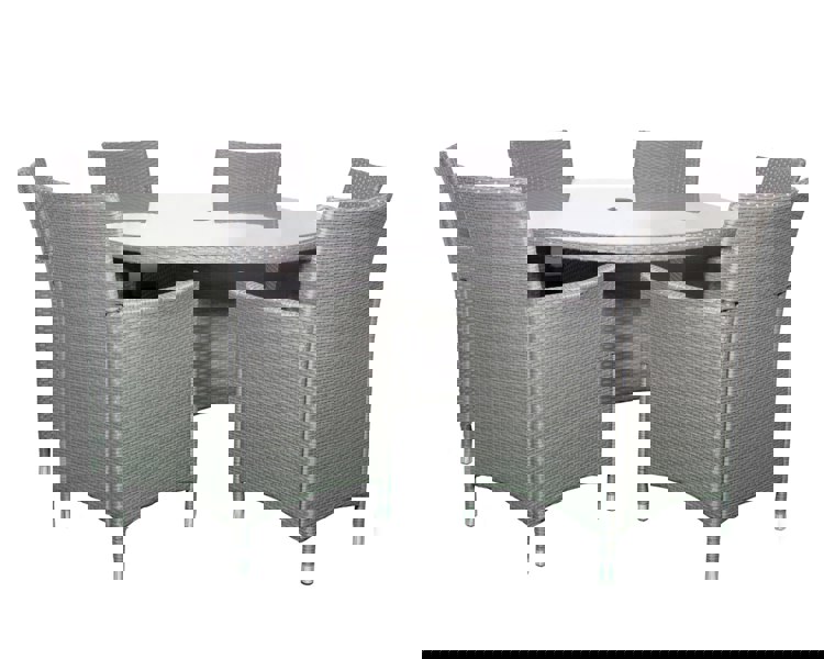 Nevada Rattan 6 Seater Round Dining Set
