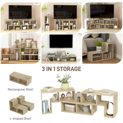 Wyld Haus Tota 134cm Natural Wood Effect 3 Block Modular TV Stand