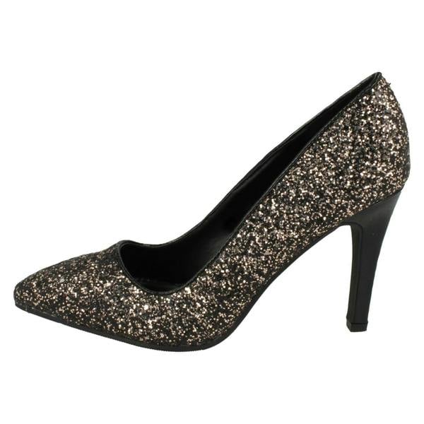 Anne Michelle Ladies Anne Michelle Pointed Toe Glittery Court Shoes