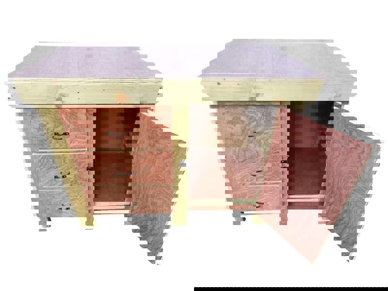 Arbor Garden Solutions Wooden Eucalyptus hardwood top workbench, cabinet with lockable cupboard (V.3)