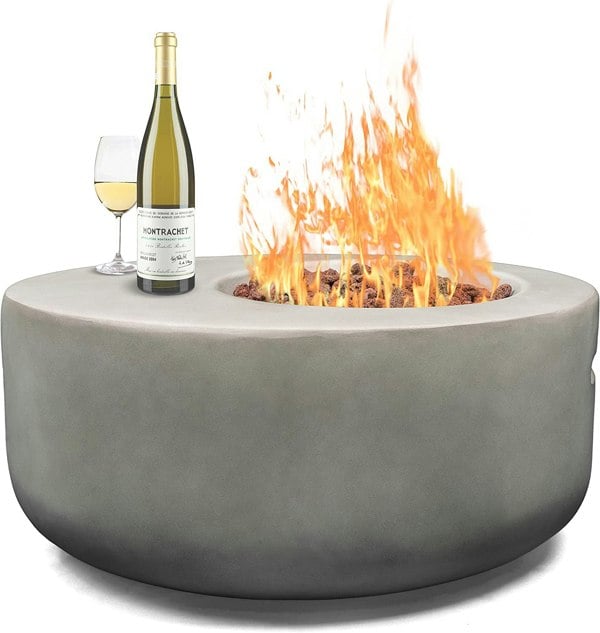 MDA Designs ECHO Light Grey Lavish Garden & Patio Gas Fire Pit with Eco-Stone Finish