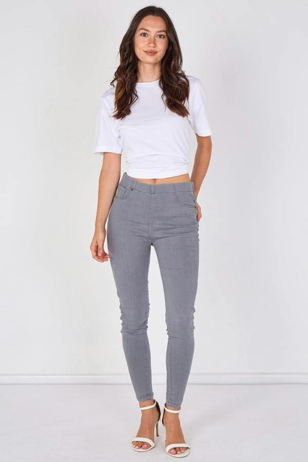 Elaina Fashion Grey Stretch Denim Jeggings