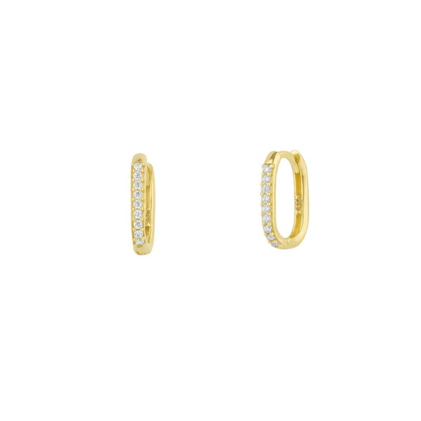 Spero London Fine Pave Ovate Hoop Earrings 14ct Solid Gold