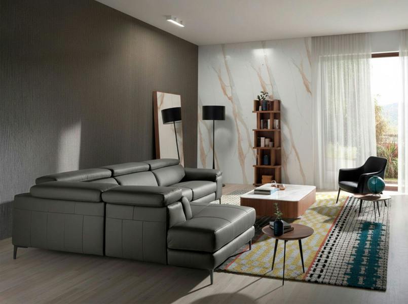 Angel Cerdá Relax corner sofa in dark grey leather 6111/6112