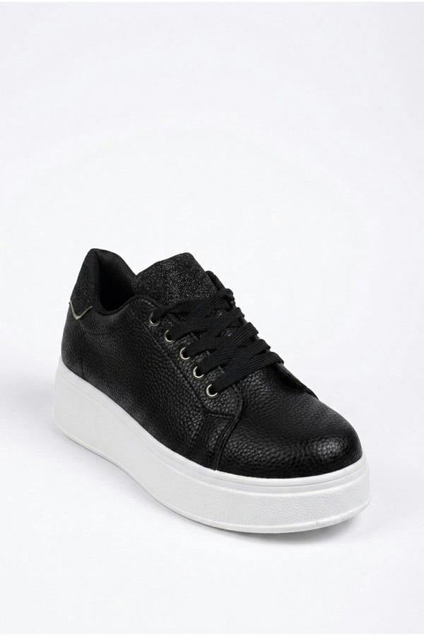 Sophie Womens Classic Platform Trainers - Black