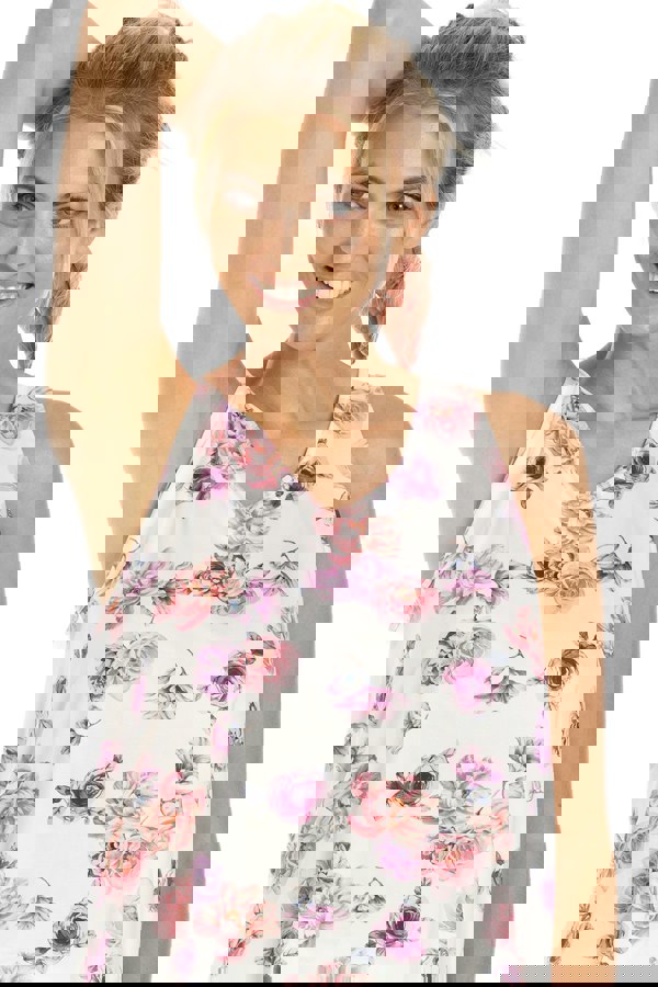 Camille Cream Lightweight Floral Print Short Pyjama Set