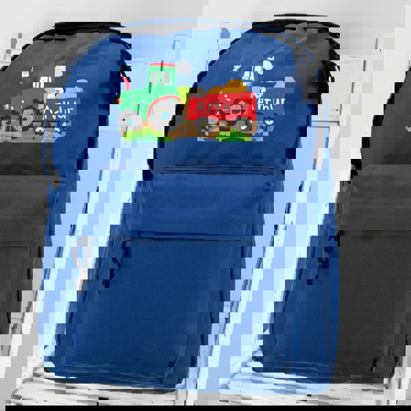 Personalised Memento Company Personalised Tractor Blue Backpack