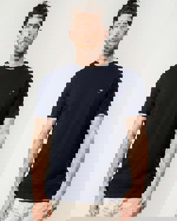 GANT Mens Slim Pique Short Sleeve T-Shirt - 433 Evening Blue