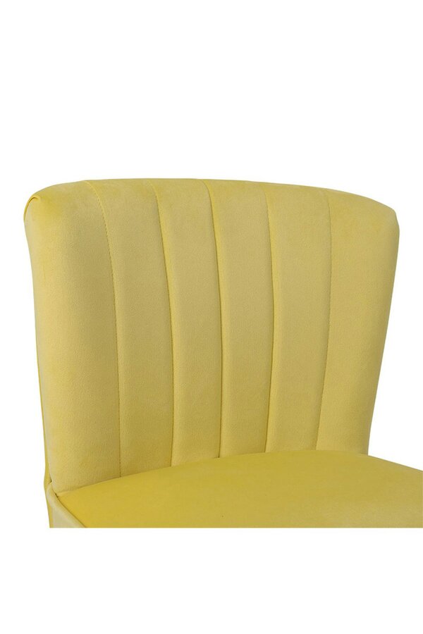 Living and Home Yellow Shell Back Velvet Upholstered Footstool