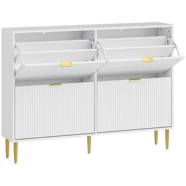 Bobobiy Elegant Four-Drawer Shoe Cabinet - White