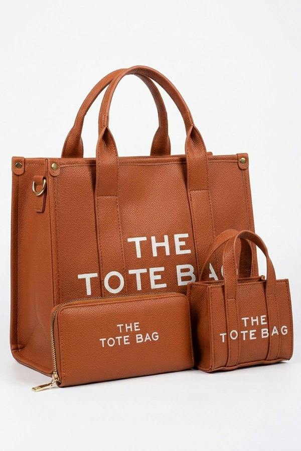 Sophia Tote Bag Set - Brown