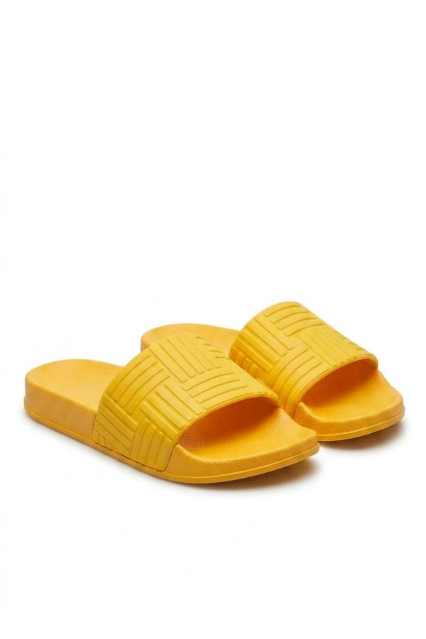 Rhian Faux Leather Slip On Sliders - Orange_wb