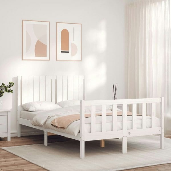 Berkfield Bed Frame with Headboard White 120x200 cm Solid Wood