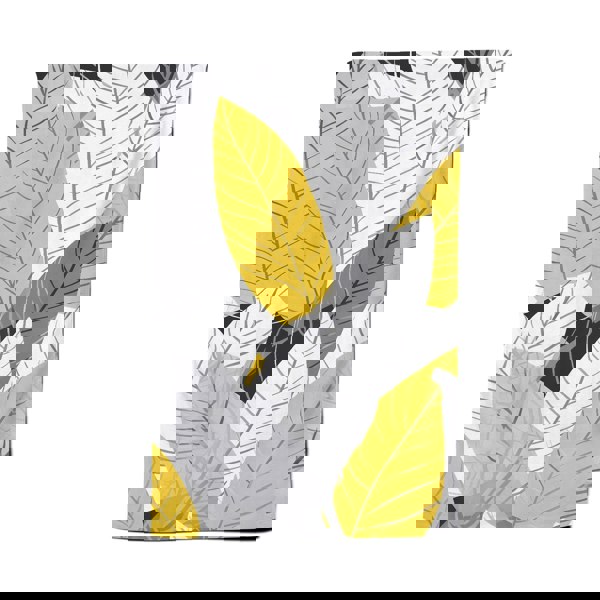 Warren Reed Yellow Grey Feather Leaves Tea Towel