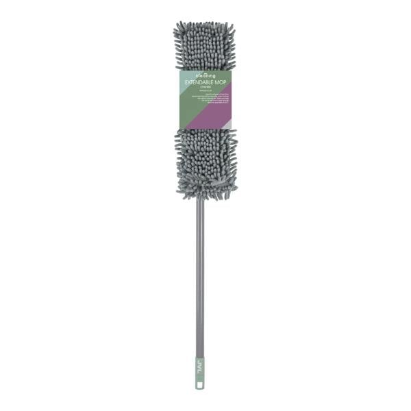 JVL Extendable Chenille Mop With 2 Replacement Heads - Grey