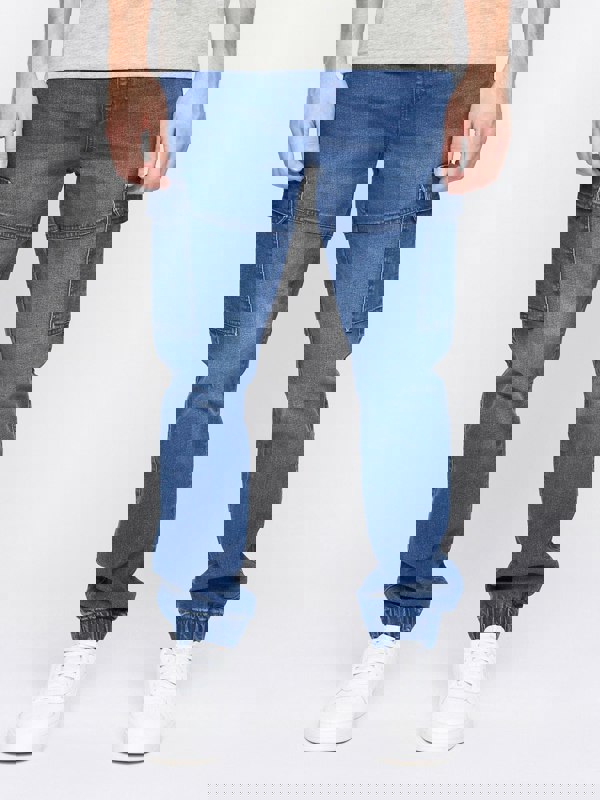 Crosshatch Malimore Cargo Cuff Jeans Stone Wash