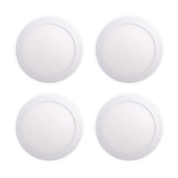 ENER-J Pack of 4 12W Recessed Round LED Downlight Mini Panel 170mm Diameter, Hole Size 160mm | Pack of 4 - 3000K