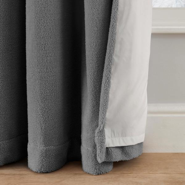Smart Living Teddy Fleece Eyelet Curtain - Grey
